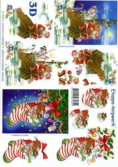 3D Bogen Weihnachtsmann Schiff - Format A4, Weihnachten - Nilolausstiefel,  Regionen - Strand / Meer - Schiffe,  Weihnachten - Weihnachtsmann,  Le Suh,  Weihnachten,  3D Bogen,  Weihnachtsmann Schiff,  Ilex