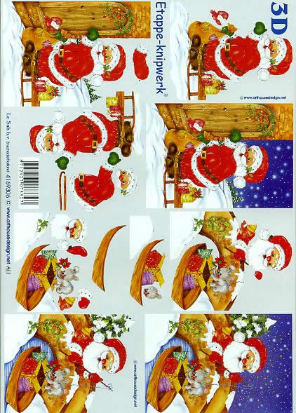 3D Bogen  - Format A4, Weihnachten - Geschenke,  Winter - Schnee,  Le Suh,  Weihnachten - Weihnachtsmann,  Weihnachten,  3D Bogen