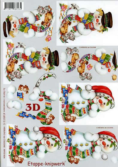 3D Bogen Schneemann - Format A4, Sonstiges -  Sonstiges,  Weihnachten - Geschenke,  Winter - Schneemänner,  Le Suh,  Winter,  3D Bogen,  Spielzeug