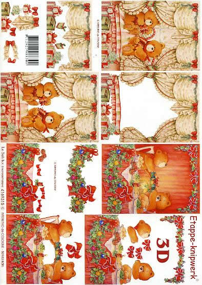 3D Bogen Vorhang Bären - Format A4, Tiere - Bären,  Weihnachten - Geschenke,  Le Suh,  Weihnachten - Baumschmuck,  Weihnachten,  3D Bogen,  Vorhänge,  Schleifen