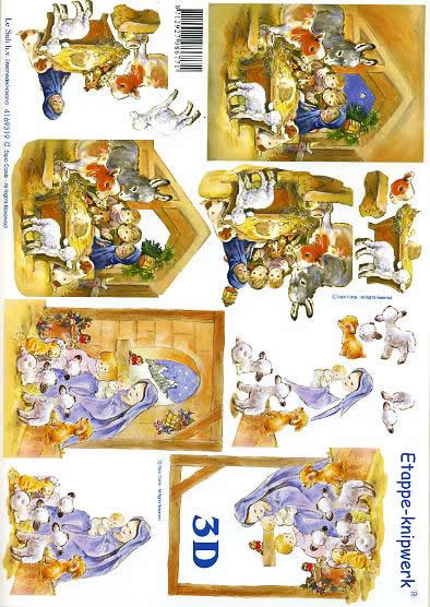 3D Bogen Weihnachtskrippe - Format A4,  Menschen - Personen,  Tiere -  Sonstige,  Le Suh,  Weihnachten,  3D Bogen,  Weihnachtskrippe