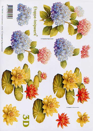 3D Bogen Hortensie Wasserlilie - Format A4,  Blumen - Seerosen,  Blumen -  Sonstige,  Le Suh,  3D Bogen,  Hortensie Wasserlilie,  Teichrose