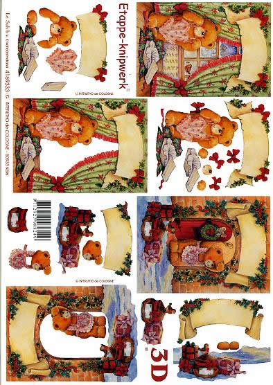 3D Bogen  - Format A4,  Weihnachten - Geschenke,  Spielsachen - Stofftiere,  Le Suh,  Weihnachten,  3D Bogen