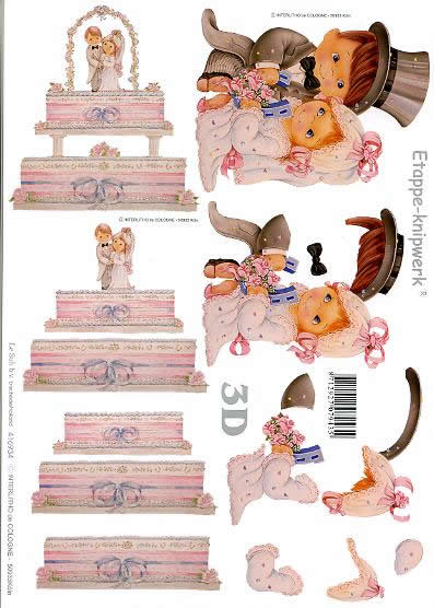 3D Bogen Heiraten - Format A4,  Blumen -  Sonstige,  Ereignisse - Hochzeit,  Le Suh,  3D Bogen,  Heiraten,  Hochzeitstorte,  Hufeisen,  Brautpaar