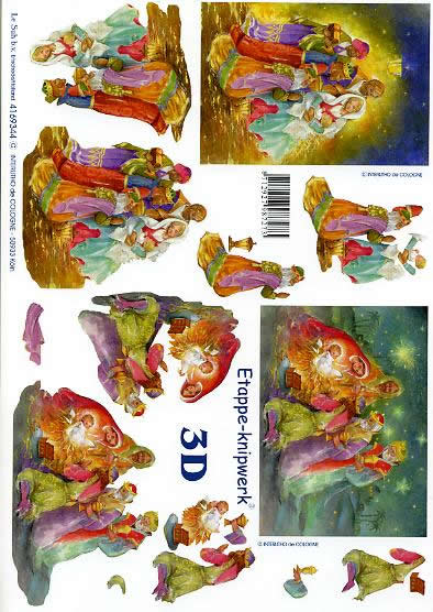 3D Bogen  - Format A4,  Tiere -  Sonstige,  Menschen - Personen,  Le Suh,  Weihnachten,  3D Bogen,  Weihnachtskrippe