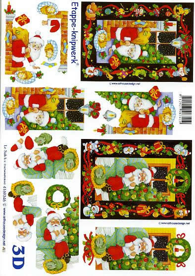 3D Bogen Weihnachtsmann - Format A4, Weihnachten - Adventskranz,  Weihnachten - Weihnachtsbaum,  Weihnachten - Weihnachtsmann,  Le Suh,  Weihnachten,  3D Bogen,  Laterne