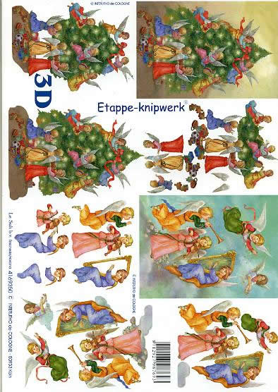 3D Bogen Engel + Baum - Format A4,  Weihnachten - Engel,  Weihnachten - Weihnachtsbaum,  Le Suh,  Weihnachten,  3D Bogen,  Engel + Baum