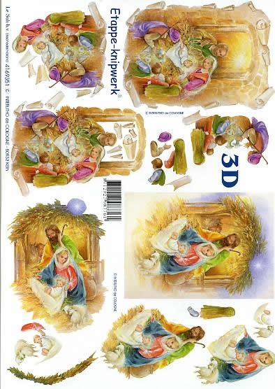 3D Bogen Weihnachtskrippe - Format A4,  Winter,  Menschen - Personen,  Le Suh,  Weihnachten,  3D Bogen,  Weihnachtskrippe