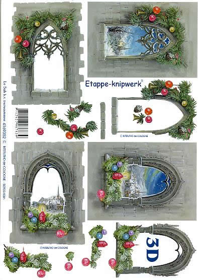 3D Bogen  - Format A4, Weihnachten - Kerzen,  Weihnachten - Baumschmuck,  Winter - Schnee,  Le Suh,  Winter,  3D Bogen,  Fenster,  Winterlandschaft