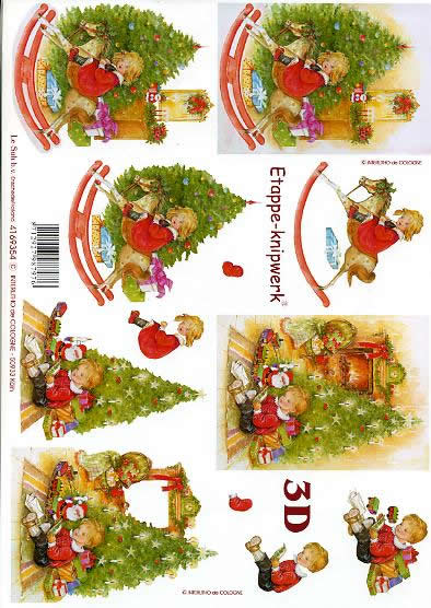 3D Bogen Schaukelpferd - Format A4,  Menschen - Kinder,  Weihnachten - Weihnachtsbaum,  Le Suh,  Weihnachten,  3D Bogen,  Schaukelpferd,  Spielsachen