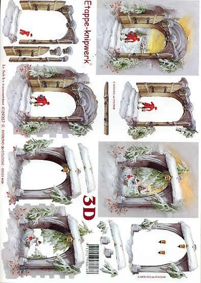 3D Bogen Stadttor - Format A4,  Winter - Schnee,  Le Suh,  Winter,  3D Bogen,  Stadttor,  Winterlandschft
