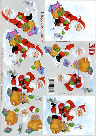 3D Bogen  - Format A4,  Weihnachten - Geschenke,  Weihnachten - Weihnachtsmann,  Le Suh,  Weihnachten,  3D Bogen