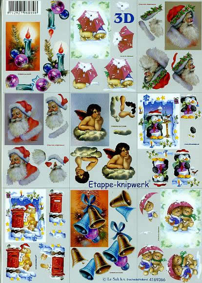 3D Bogen Weihnacht - klein - Format A4, Weihnachten - Glocken,  Winter - Schnee,  Weihnachten - Weihnachtsmann,  Le Suh,  Weihnachten,  3D Bogen,  Weihnacht - klein,  Engel,  Weihnachtsbriefkasten,  Weihnachtsbären+Pinguine,  Kerzen