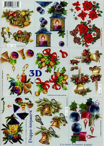 3D Bogen Klein - Weih. Kerzen - Format A4, Weihnachten - Geschenke,  Weihnachten - Weihnachtsstern,  Weihnachten - Baumschmuck,  Le Suh,  Weihnachten,  3D Bogen,  Klein - Weihnachtskerzen+Glocken+Gestecke+Korb,  Laterne