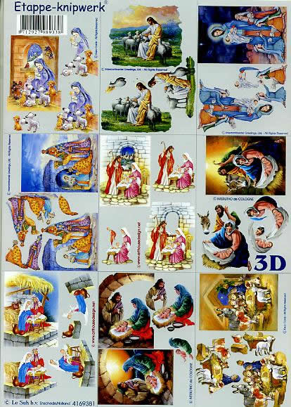 3D Bogen Klein Weihn. Krippe - Format A4, Tiere -  Sonstige,  Weihnachten,  Menschen - Personen,  Le Suh,  Weihnachten,  3D Bogen,  Klein Weihn. Krippe