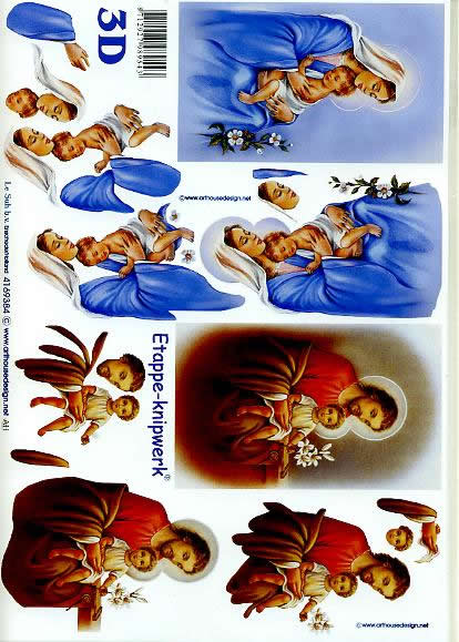 3D Bogen Maria Josef + Art - Format A4,  Menschen - Personen,  Le Suh,  Weihnachten,  3D Bogen,  Maria Josef + Kind