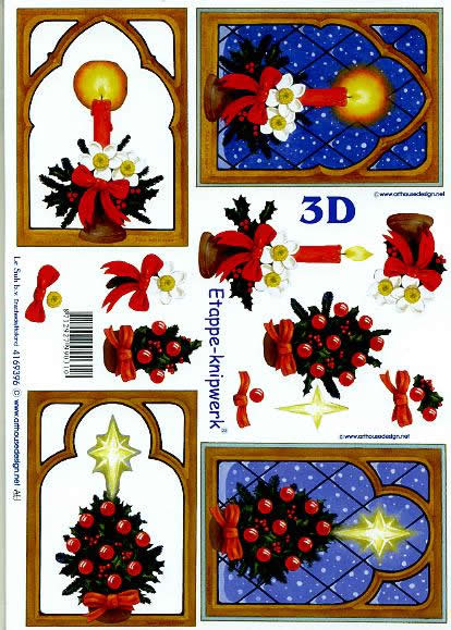 3D Bogen  - Format A4,  Weihnachten - Kerzen,  Weihnachten - Weihnachtsbaum,  Le Suh,  Weihnachten,  3D Bogen