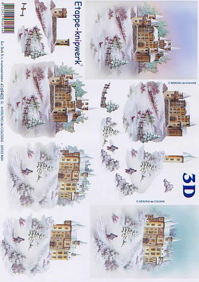3D Bogen Schlösser im Schnee - Format A4,  Winter - Schnee,  Le Suh,  Winter,  3D Bogen,  Schlösser im Schnee,  Winterlandschaft