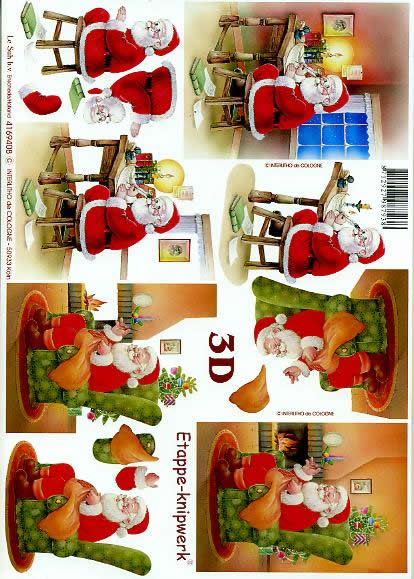 3D Bogen Weihnachtsmann - Format A4, Weihnachten - Weihnachtsbaum,  Weihnachten - Kerzen,  Weihnachten - Weihnachtsmann,  Le Suh,  Weihnachten,  3D Bogen,  Kamin