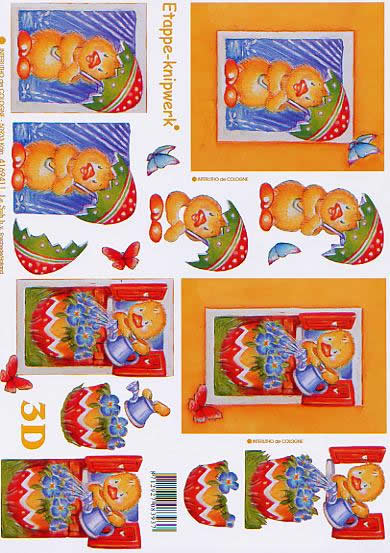 3D Bogen Mutter und Kind - Format A4, Blumen -  Sonstige,  Ostern - Ostereier,  Le Suh,  Ostern,  3D Bogen,  Giesskanne,  Schmetterling