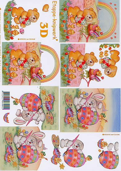 3D Bogen Osterbär Regenbogen - Format A4, Ostern - Ostereier,  Le Suh,  Ostern,  3D Bogen,  Osterbär Regenbogen,  Blumenwiese