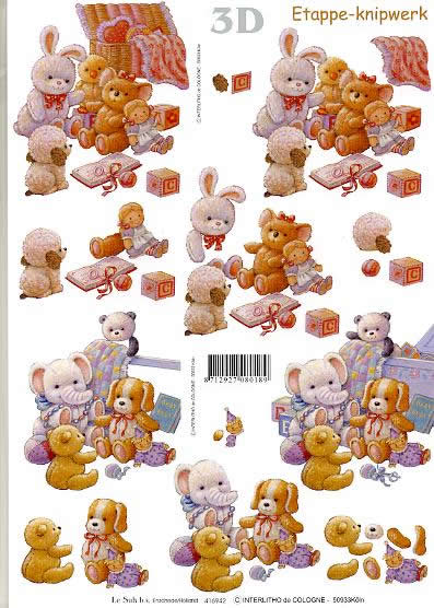 3D Bogen Plüschtiere - Format A4, Tiere - Elefanten,  Tiere - Bären,  Spielsachen - Stofftiere,  Le Suh,  3D Bogen,  Plüschtiere