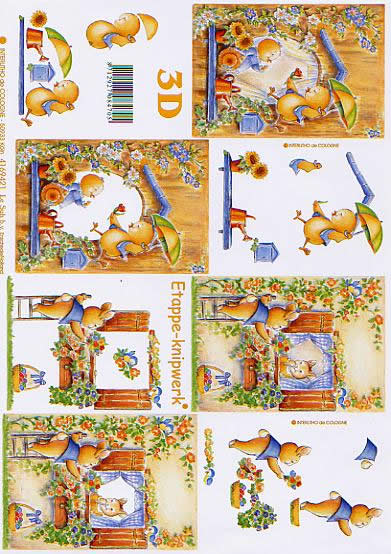 3D Bogen  - Format A4,  Tiere -  Sonstige,  Blumen - Sonnenblumen,  Le Suh,  Sommer,  3D Bogen