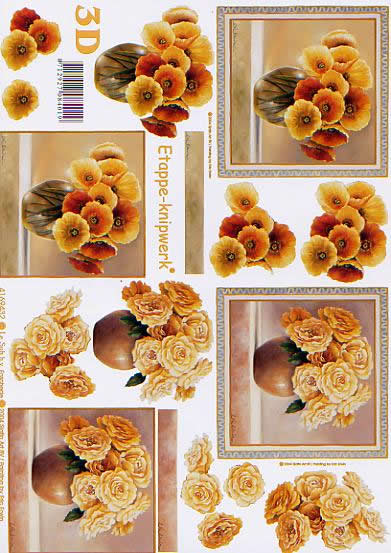 3D Bogen Blumen in Vase - Format A4,  Blumen - Rosen,  Blumen -  Sonstige,  Le Suh,  Sommer,  3D Bogen,  Blumen in Vase