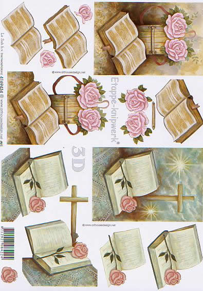 3D Bogen Kondolenz - Format A4,  Blumen - Rosen,  Blumen -  Sonstige,  Le Suh,  3D Bogen,  Kondolenz,  Bibel,  Kreuz