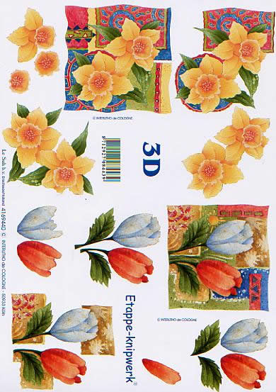 3D Bogen Tulpen + Narzissen - Tulpen - Format A4,  Blumen - Tulpen,  Blumen -  Sonstige,  Le Suh,  Frühjahr,  3D Bogen,  Narzissen