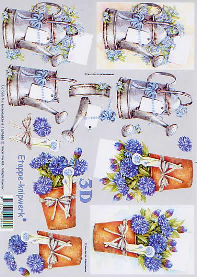 3D Bogen Gießkanne - Format A4,  Blumen -  Sonstige,  Le Suh,  Frühjahr,  3D Bogen,  Gießkanne,  Kornblumen in Vase