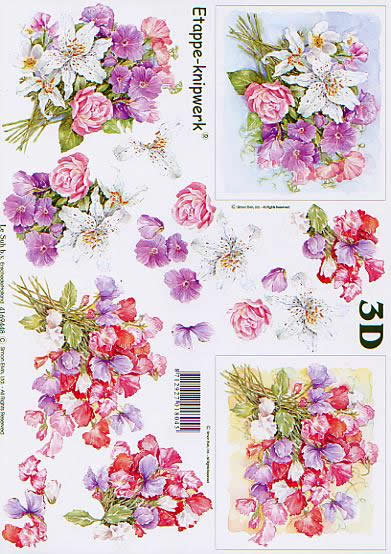 3D Bogen Blumenstrauß - Format A4,  Blumen - Rosen,  Blumen -  Sonstige,  Le Suh,  3D Bogen,  Blumenstrauß,  Lilie
