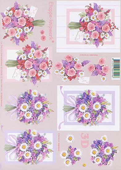 3D Bogen Strauß - Format A4, Blumen - Rosen,  Blumen - Magariten,  Blumen -  Sonstige,  Le Suh,  3D Bogen,  Strauß