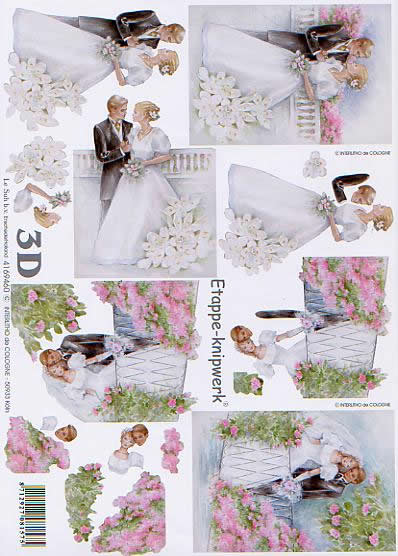 3D Bogen Brautpaar - Format A4,  Blumen -  Sonstige,  Ereignisse - Hochzeit,  Le Suh,  3D Bogen,  Brautpaar