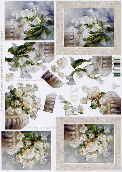 3D Bogen Blumen in Römische Vase - Format A4,  Blumen - Rosen,  Blumen -  Sonstige,  Le Suh,  3D Bogen,  Blumen in Römische Vase