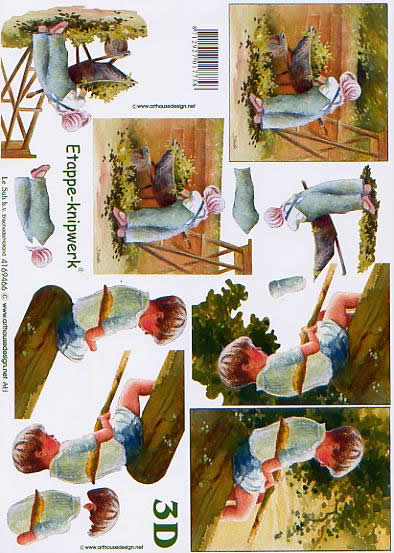 3D Bogen Jungen - Format A4,  Menschen - Kinder,  Le Suh,  Frühjahr,  3D Bogen,  Jungen am See