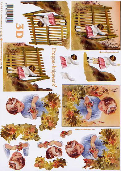 3D Bogen Mädchen - Format A4,  Menschen - Kinder,  Le Suh,  Frühjahr,  3D Bogen,  Mädchen in Blumenwiese