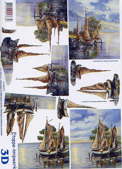 3D Bogen Segelschiffe - Format A4,  Regionen - Strand / Meer -  Sonstige,  Regionen - Strand / Meer - Schiffe,  Le Suh,  3D Bogen,  Segelschiffe