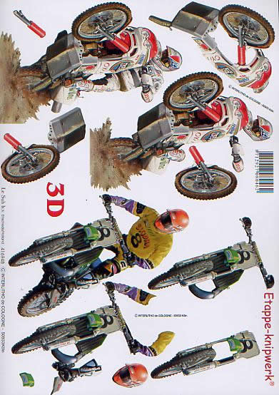 3D Bogen Moto-cross - Format A4,  Fahrzeuge - Moped / Motorrad,  Sport -  Sonstiger,  Le Suh,  3D Bogen,  Moto-cross