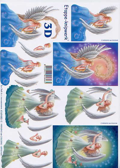 3D Bogen Fee - Format A4, Tiere - Reh / Hirsch,  feen,  Sonstiges -  Sonstiges,  Le Suh,  3D Bogen,  Engel mit Sternen,  Reh,  Schmetterlinge