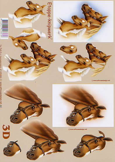 3D Bogen Pferde - Format A4, Sport - Reiten,  Tiere - Pferde,  Tiere -  Sonstige,  Le Suh,  3D Bogen,  Pferdeköpfe und Fohlenköpfe