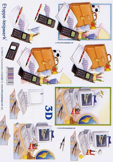 3D Bogen Computer + Handy - Format A4,  Sonstiges -  Sonstiges,  Ereignisse - Schule,  Le Suh,  3D Bogen,  Computer + Handy,  Arbeit