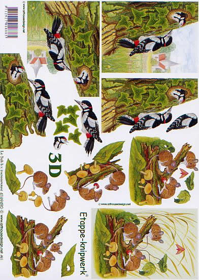 3D Bogen Specht - Format A4, Pflanzen - Efeu,  Früchte - Pilze,  Tiere -  Sonstige,  Le Suh,  3D Bogen,  Specht,  Mäuse