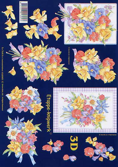 3D Bogen  - Format A4,  Blumen - Tulpen,  Blumen - Osterglocken,  Le Suh,  Frühjahr,  3D Bogen,  Iris