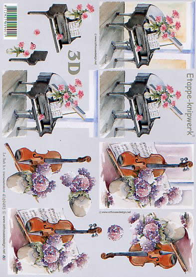 3D Bogen Klavier + Geige - Format A4,  Sonstiges - Musik,  Blumen -  Sonstige,  Le Suh,  3D Bogen,  Klavier + Geige,  Noten