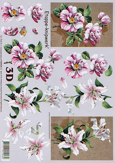 3D Bogen Blumen auf Jute - Format A4,  Blumen - Rosen,  Blumen -  Sonstige,  Le Suh,  3D Bogen,  Blumen auf Jute,  Lilie