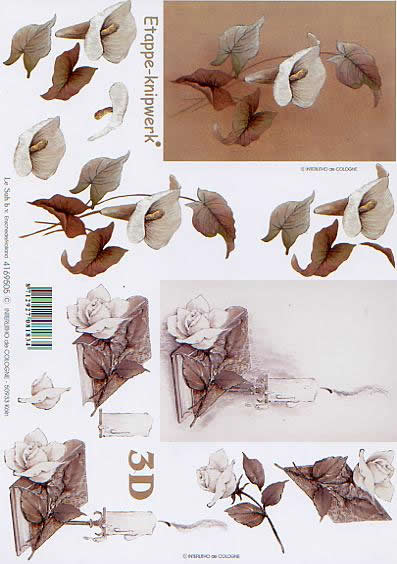 3D Bogen Kondolenz - Format A4, Weihnachten - Kerzen,  Blumen - Rosen,  Blumen -  Sonstige,  Le Suh,  3D Bogen,  Kondolenz,  Trauer