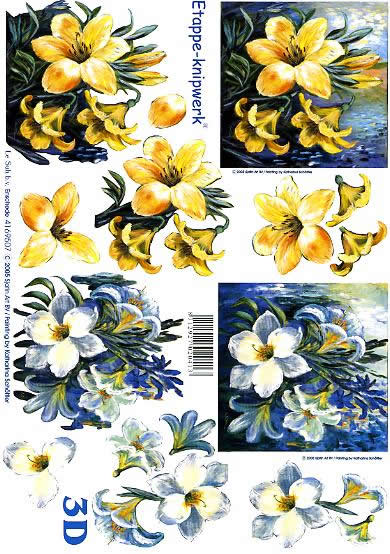 3D Bogen Lilien - Format A4,  Blumen -  Sonstige,  Le Suh,  Frühjahr,  3D Bogen,  Lilien