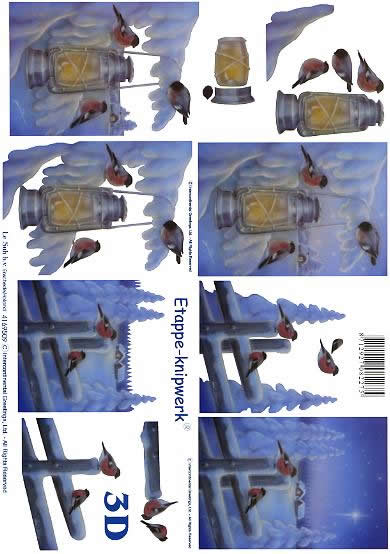 3D Bogen  - Format A4,  Tiere - Vögel,  Winter - Schnee,  Le Suh,  Winter,  3D Bogen,  Laternen,  Dompfaff,  Gimpel