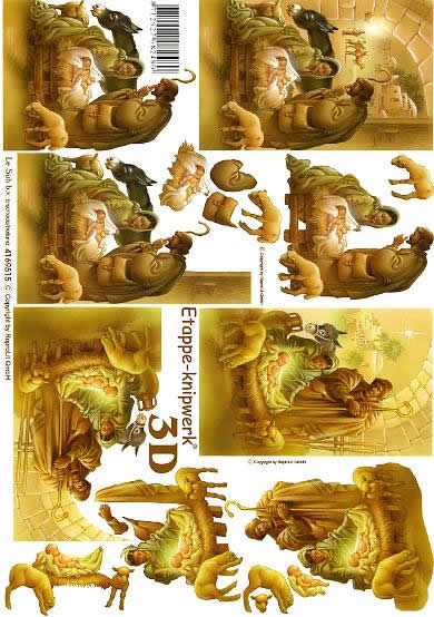 3D Bogen Weihnachtskrippe - Format A4,  Tiere -  Sonstige,  Menschen - Personen,  Le Suh,  Weihnachten,  3D Bogen,  Weihnachtskrippe